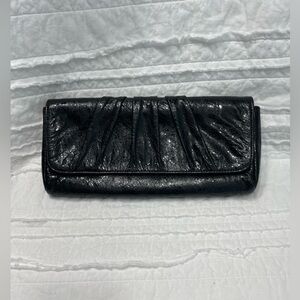 Lauren Merkin Envelope Black Patent Bag Pouch Magnetic Closure Clutch Purse